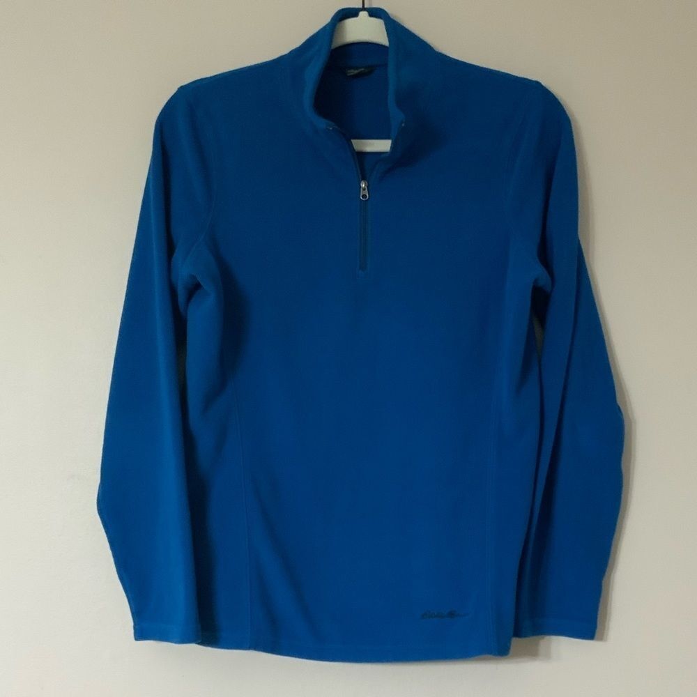 Eddie‎ Bauer Blue Fleece Polyester Half Zip Pullover Sweater